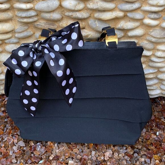 SALVATORE FERRAGAMO Leather Trim Layered Nylon Top Handle Bag. EUC! - Picture 1 of 13